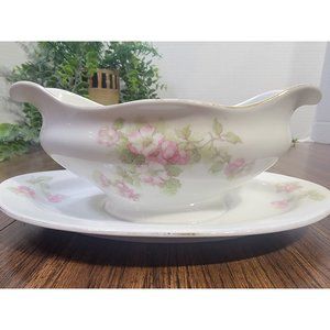 Antique J&C Bavaria Gravy Boat / White Transferware